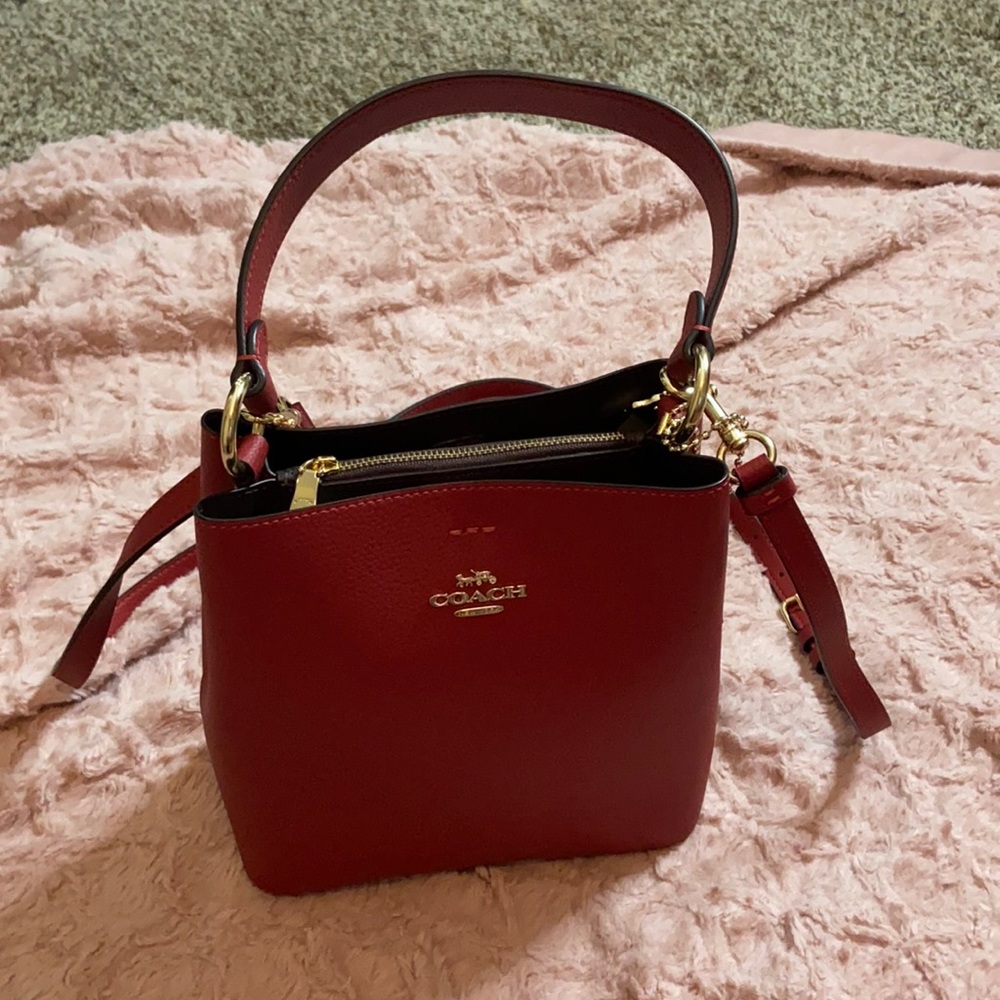 New Coach Town Bucket Bag color Blood  Red